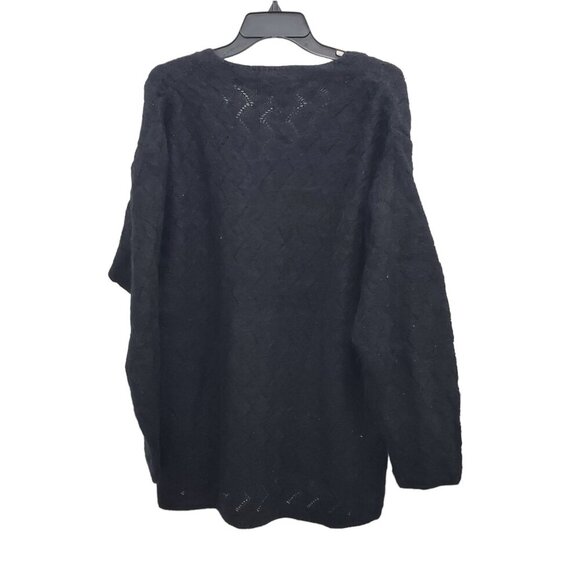Jennifer‎ Moore Woman's Vintage Black Chevron Eyelet Knit Mohair Sweater 2X - Picture 6 of 6